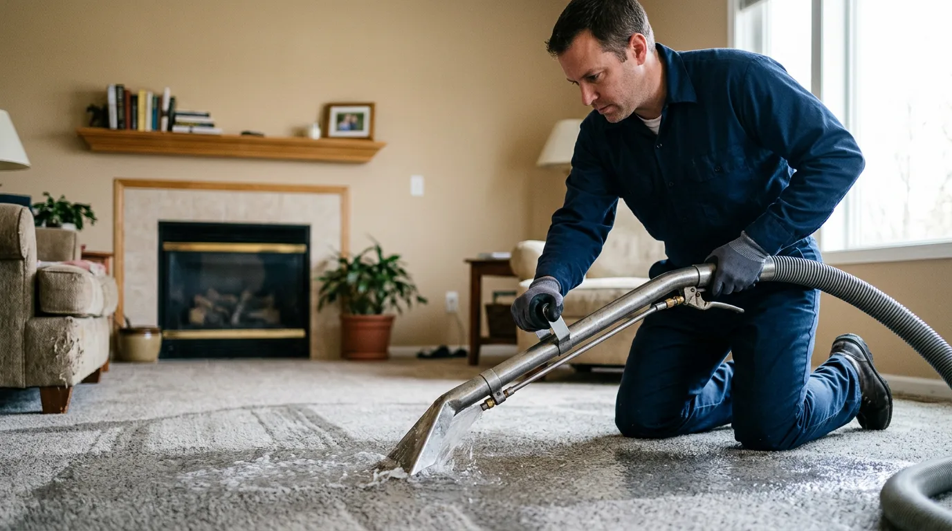 Water damage restoration technician working near Rose Hill, KS